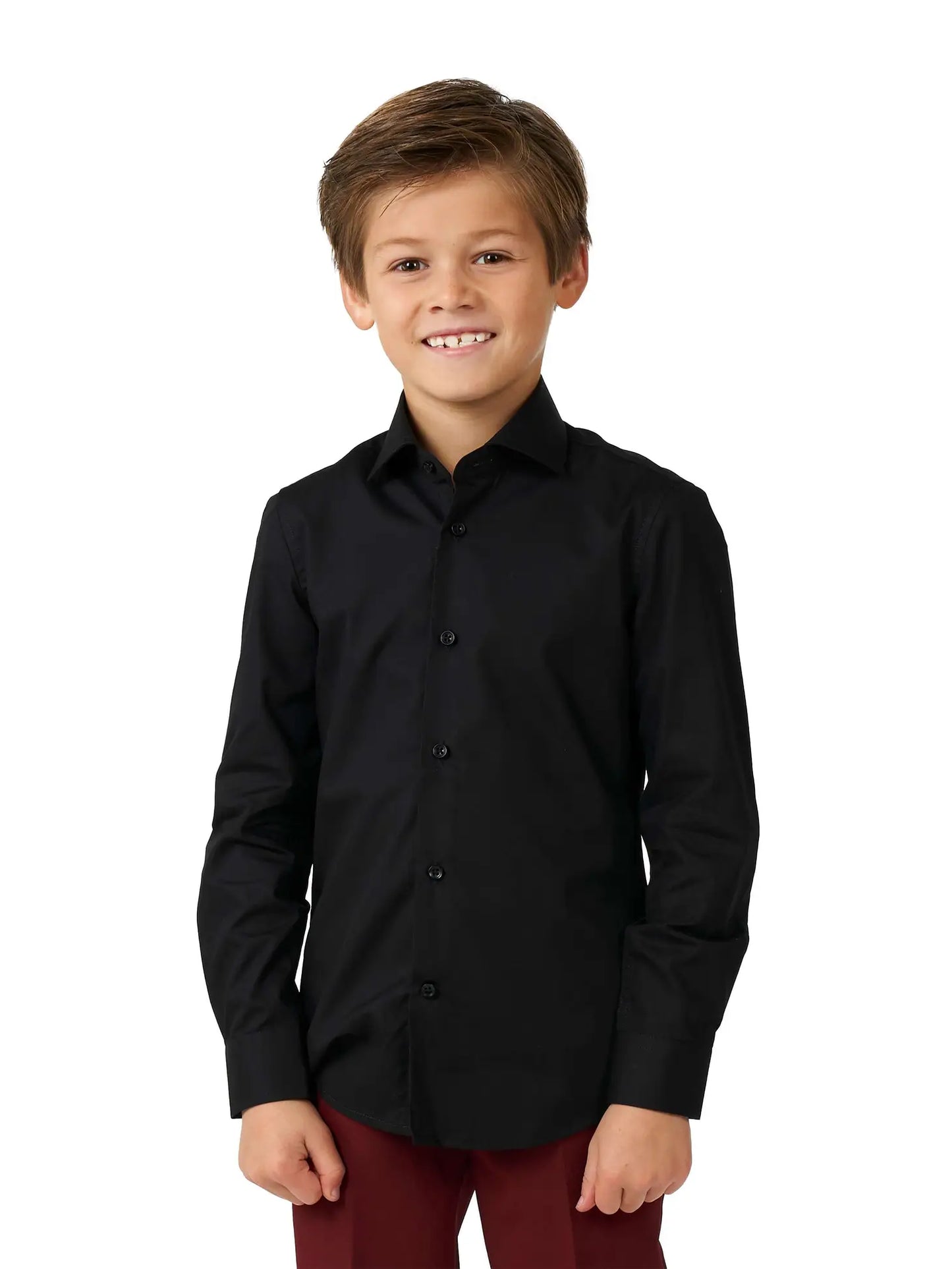boys special occasion formal long sleeve black button up shirt