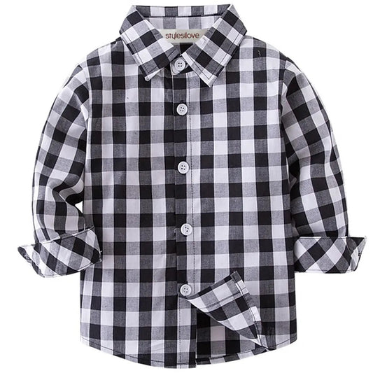Black Plaid Button Up Long Sleeve Shirt