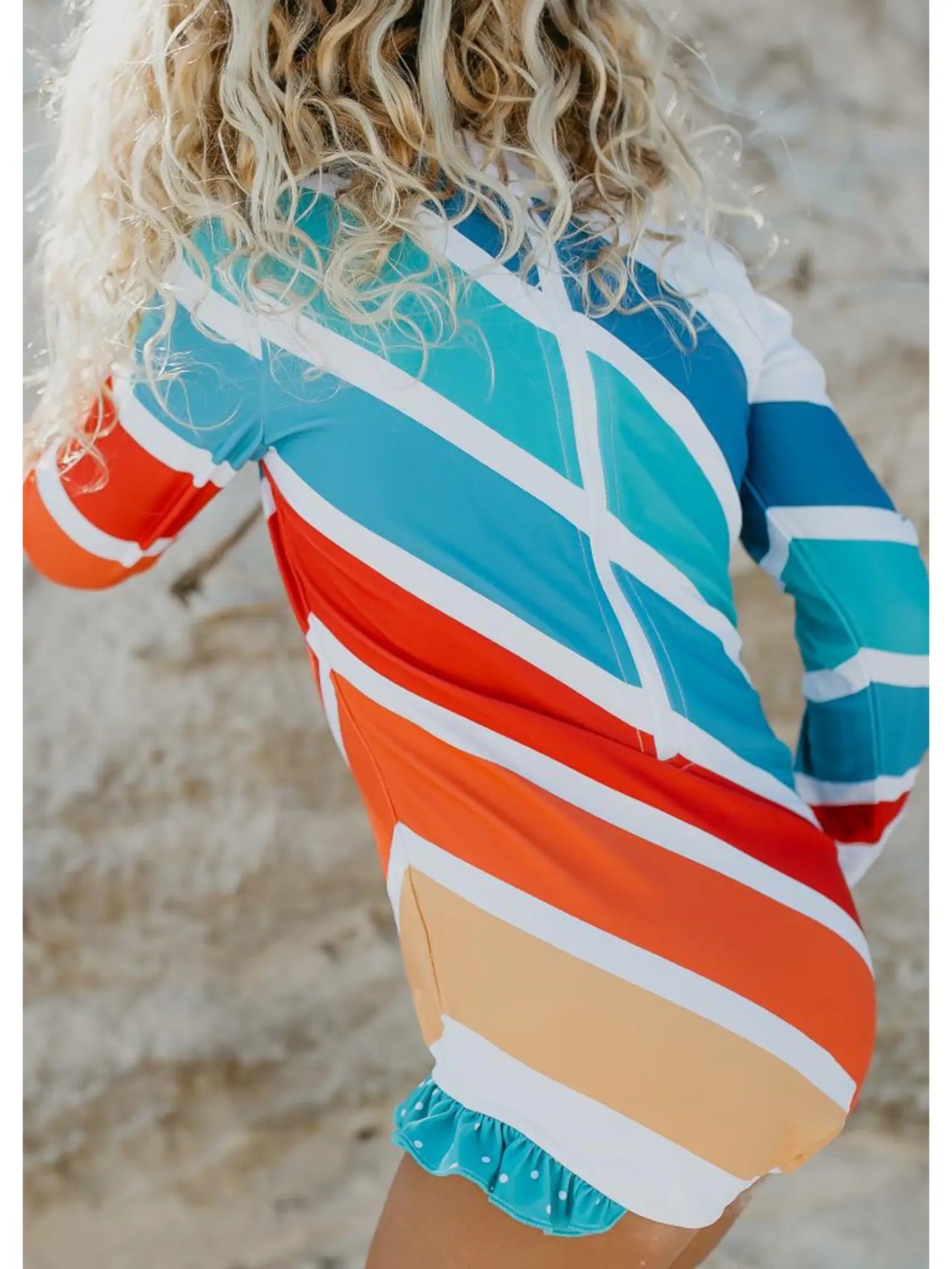 back of girls rash guard with zipper