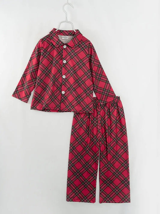 Boys Red Plaid Holiday PJs