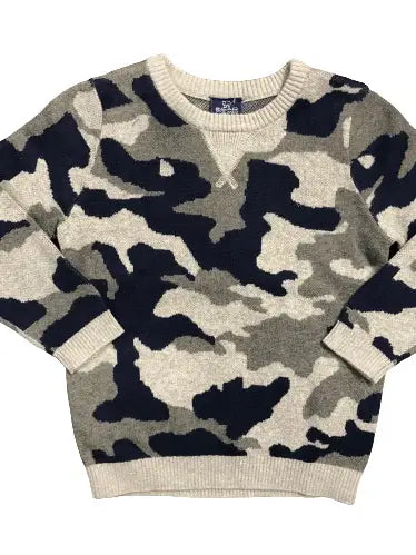 boys blue and grey camo pullover sweater