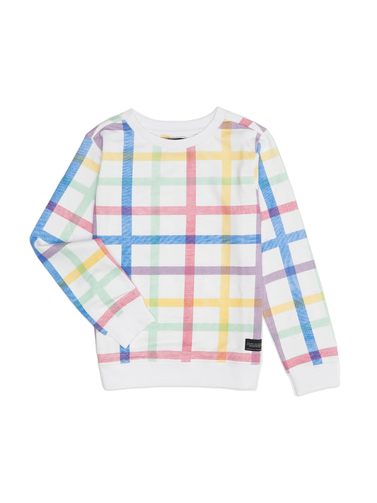 Colored Plaid Pullover Sweatshirt