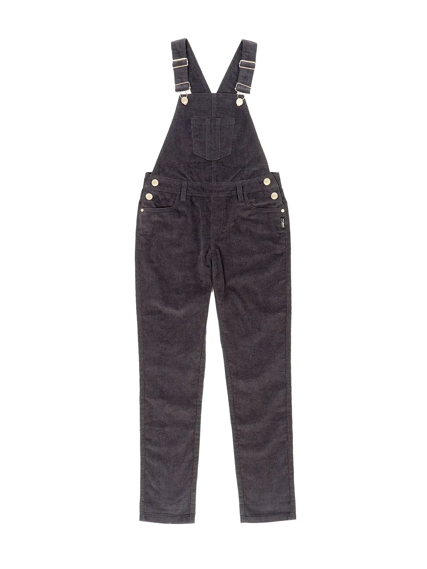 girls skinny leg grey corduroy overalls