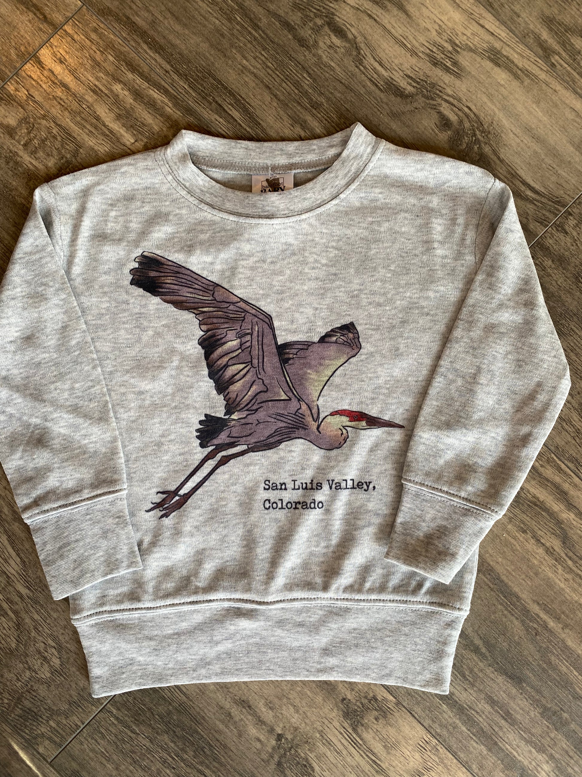 long sleeve light grey soft cotton sandhill crane shirt for kids