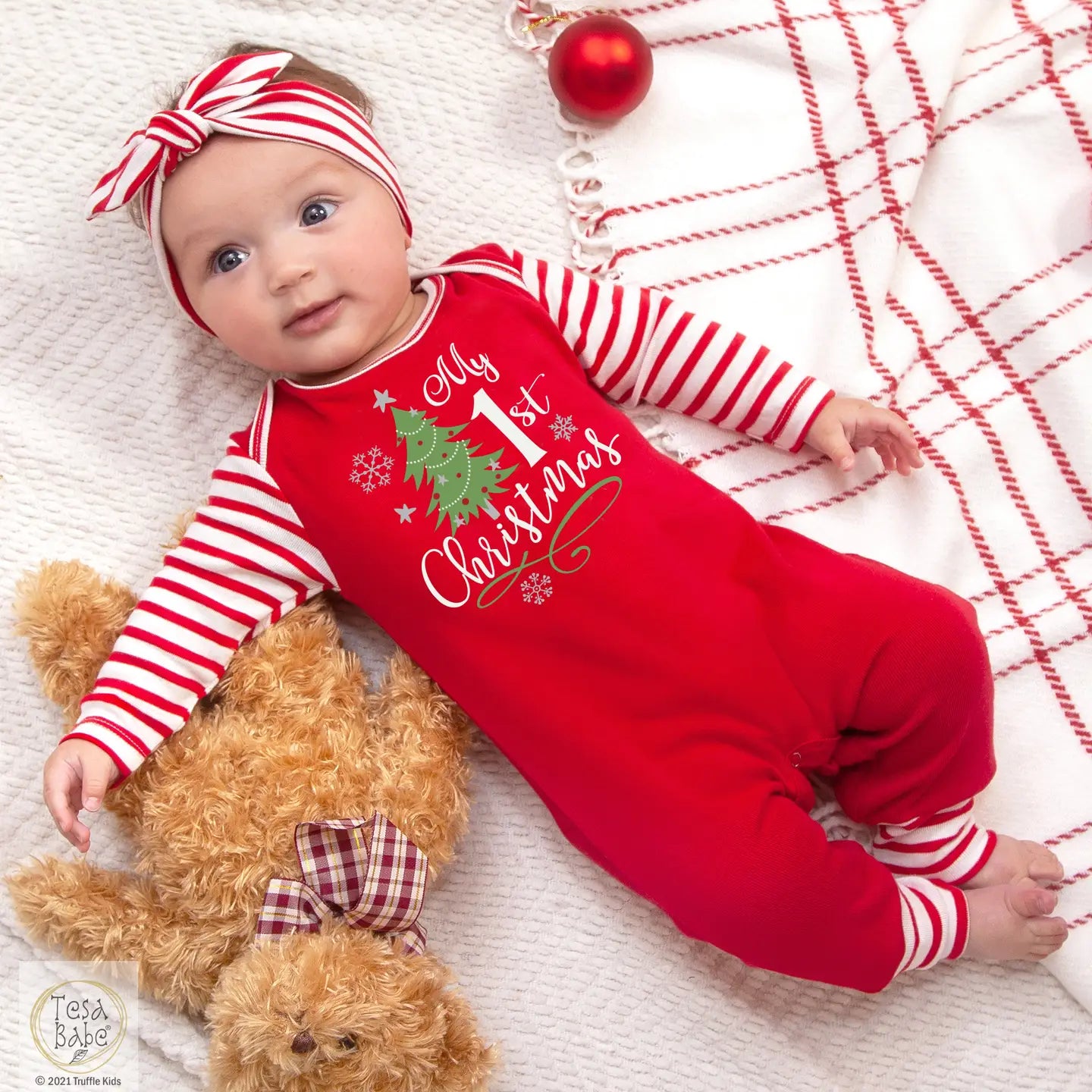 "My 1st Christmas" baby romper