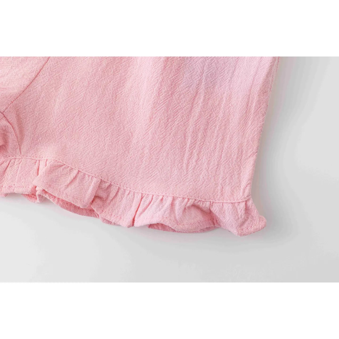 ruffle hem detail on 100% cotton shorts for baby