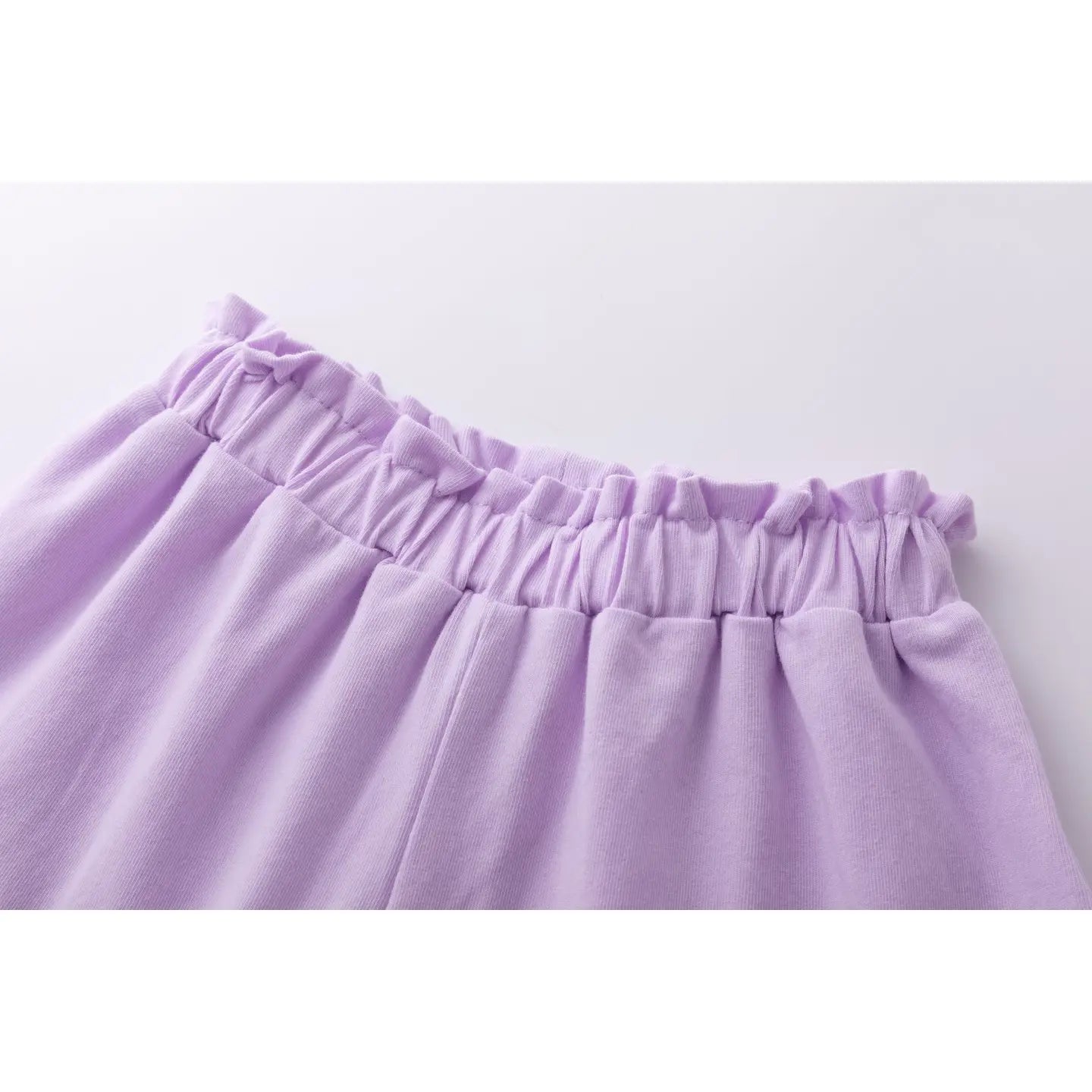 elastic waist on girls purple soft cotton shorts