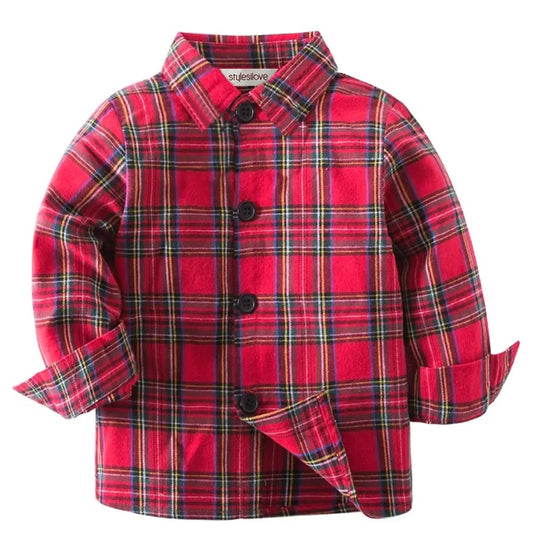 Red Plaid Button Up Long Sleeve Shirt