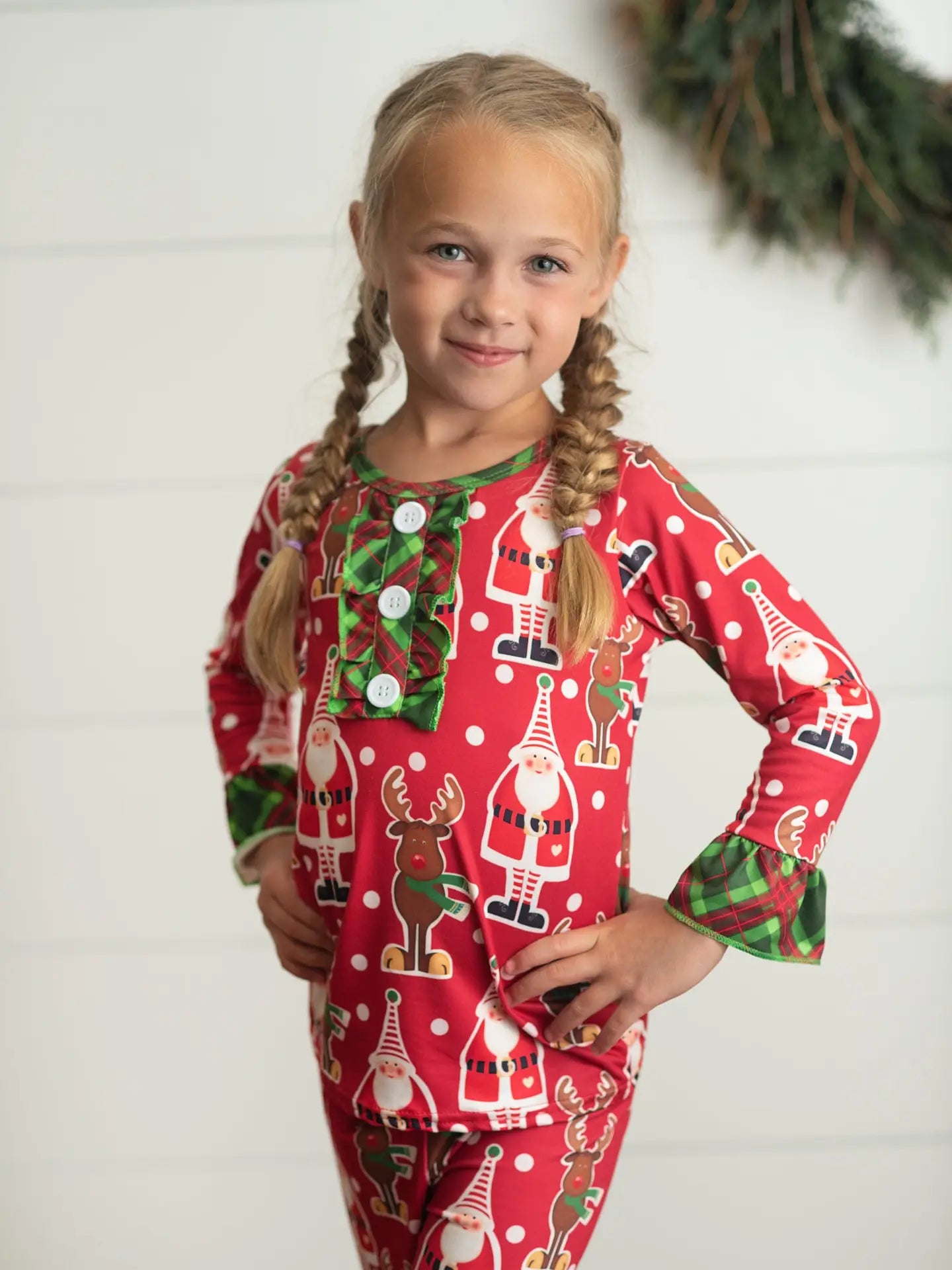 Santa Reindeer Ruffle Pajamas