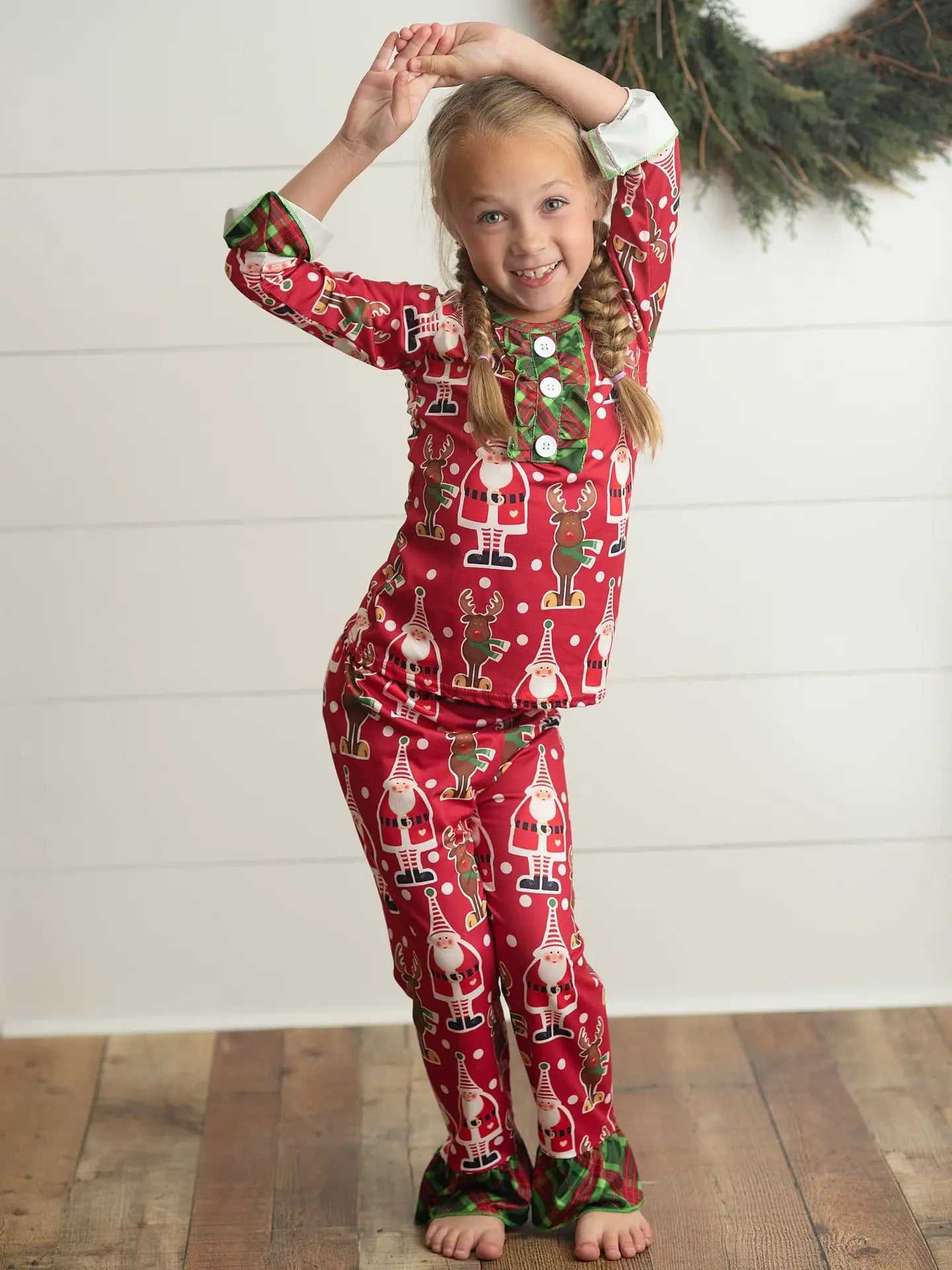 Santa Reindeer Ruffle Pajamas