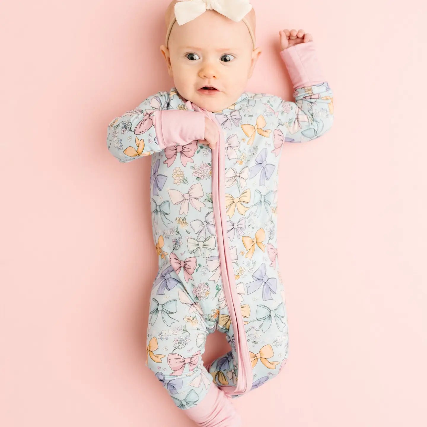 Bamboo Baby Pajamas - Spring Bows