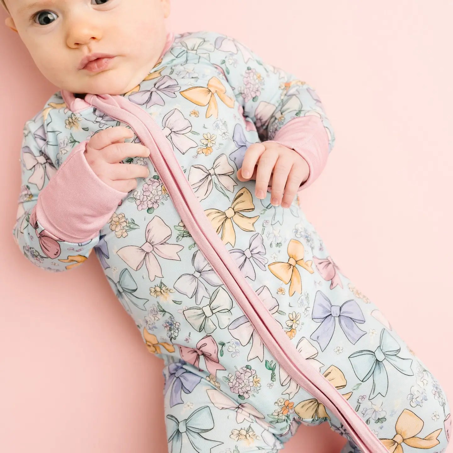 Bamboo Baby Pajamas - Spring Bows