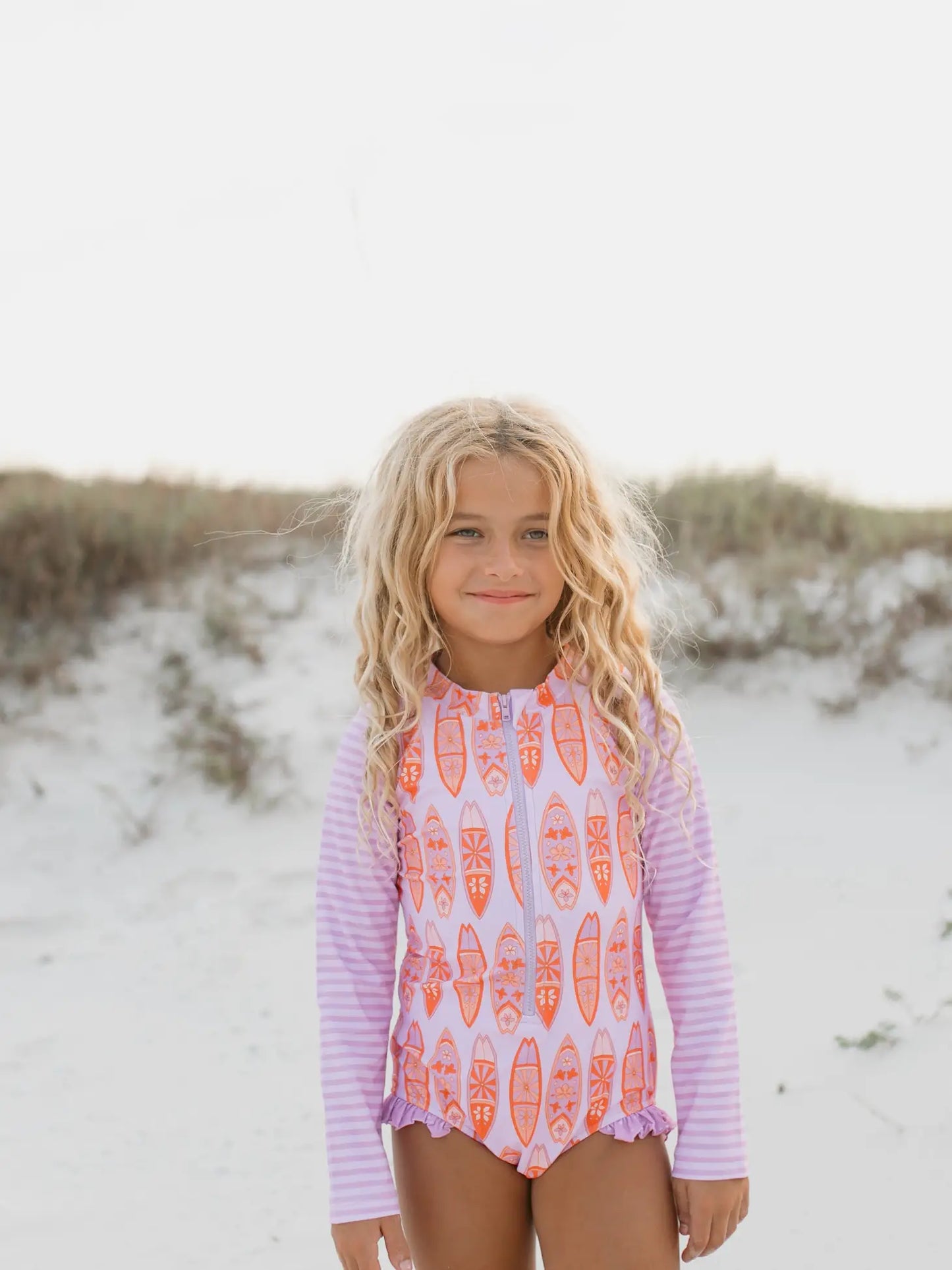 Aloha Surfboard Zip Rash Guard One Piece Swimsuit