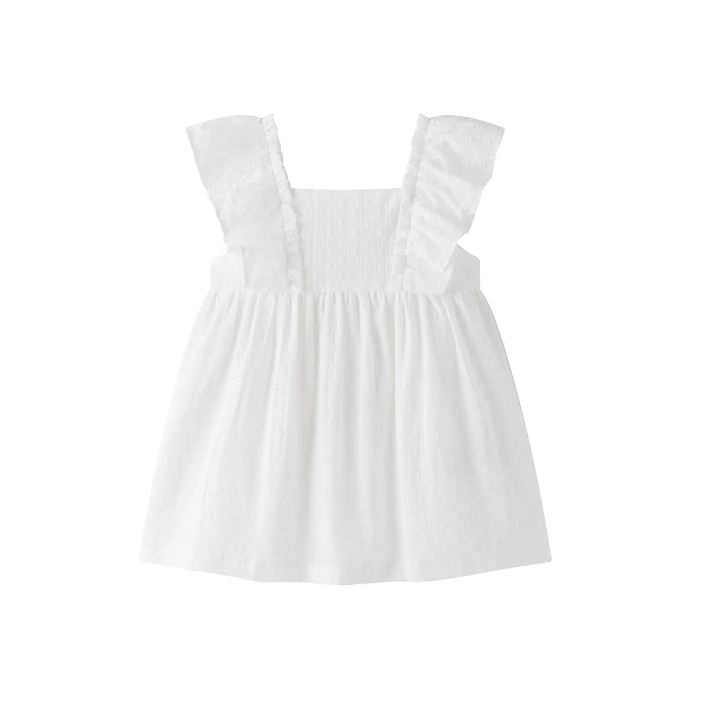 White Ruffle Strap Dress - Baby