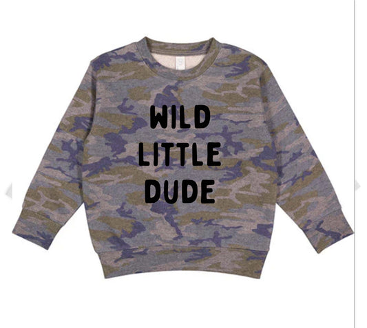 Wild Little Dude Blue Camo Sweatshirt