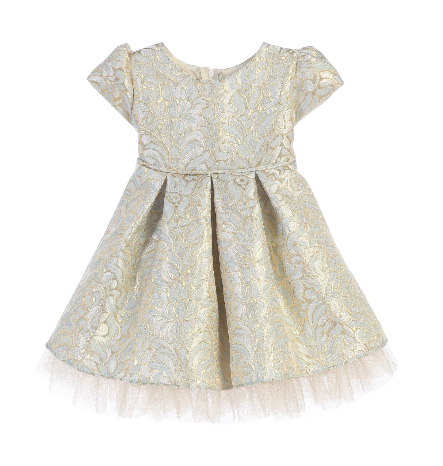baby girl blue and gold special occasion formal dress