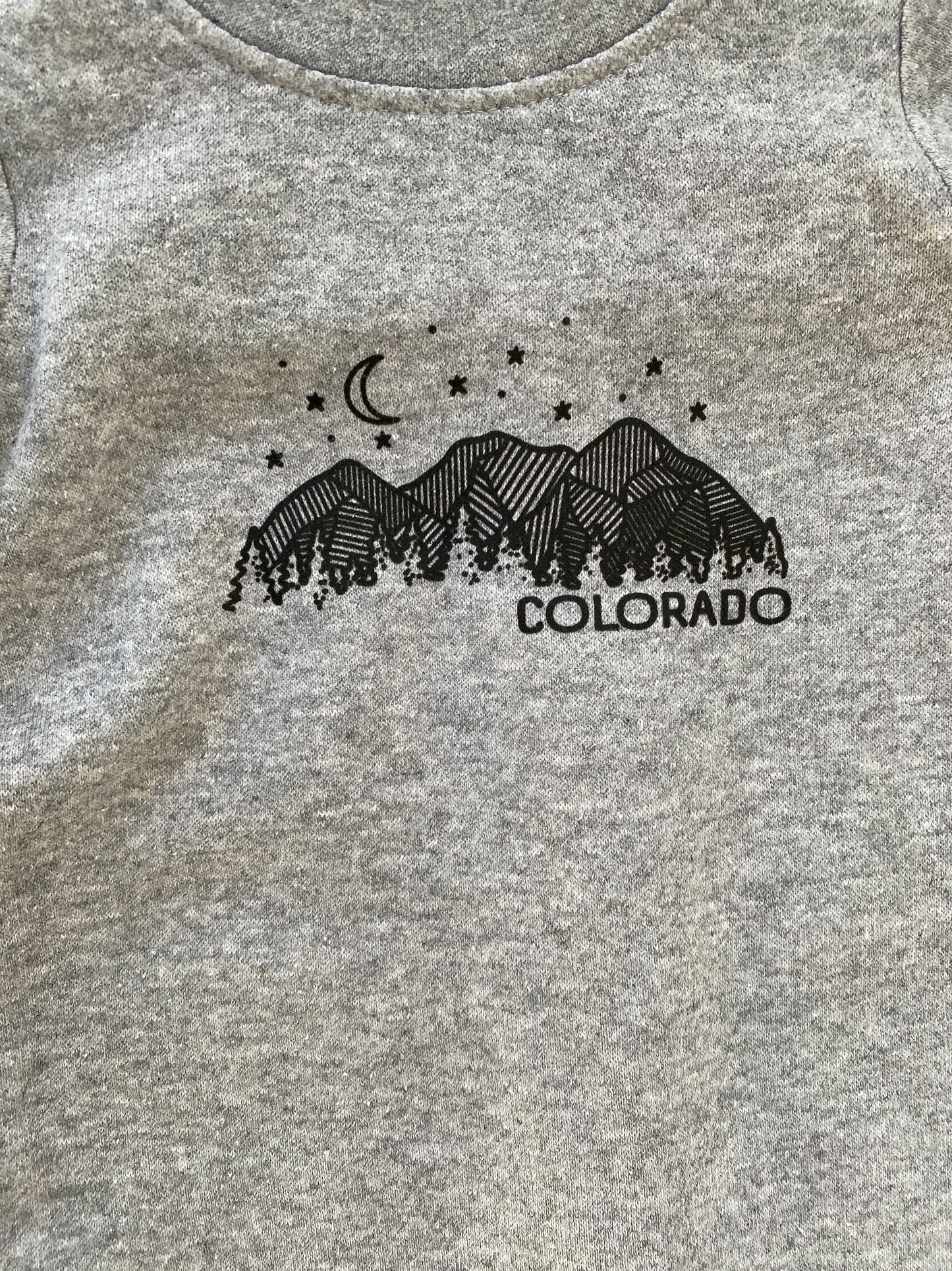 colorado mountain and forest graphic on baby pajamas