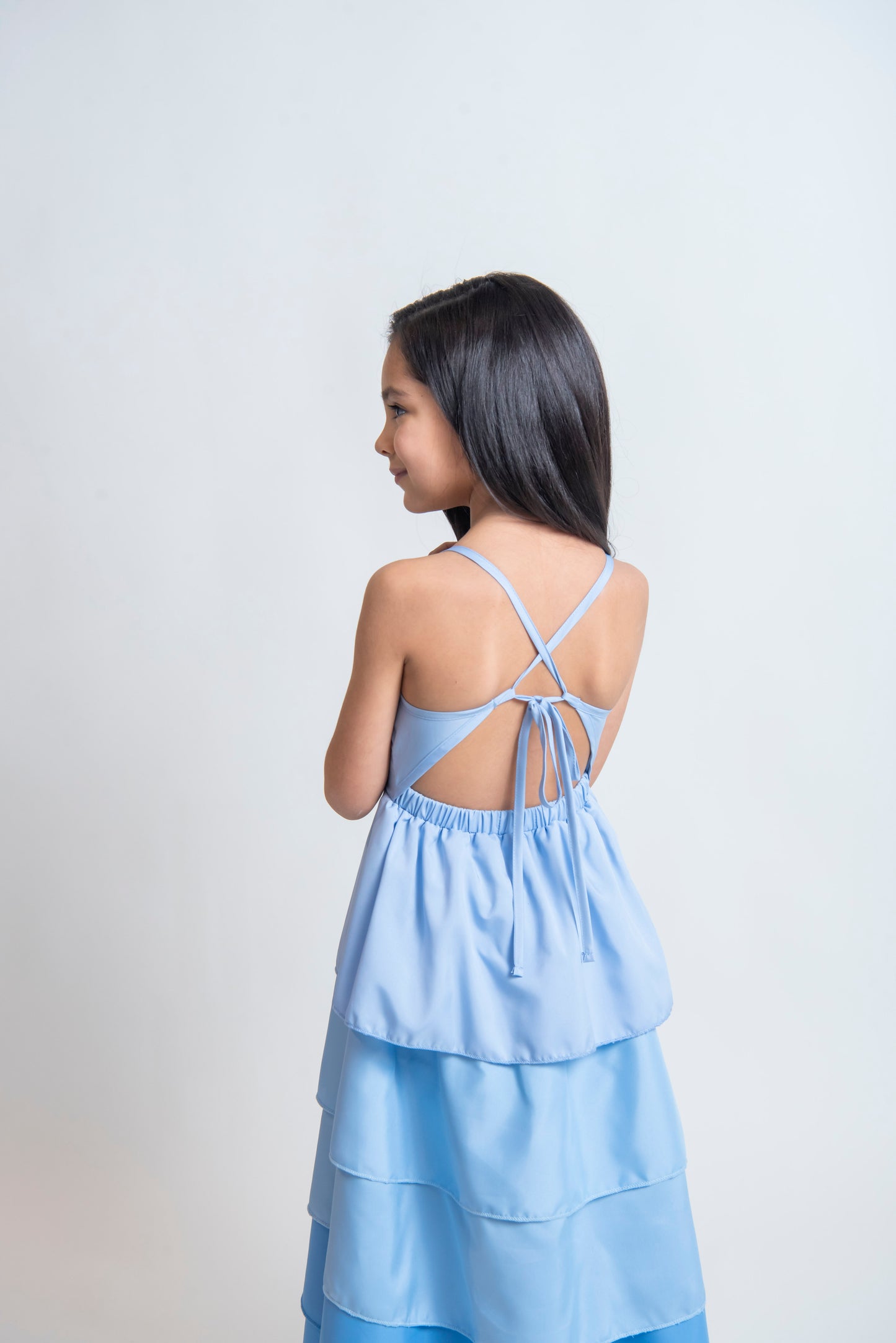 girls criss cross open back dress