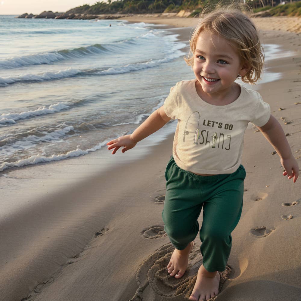 toddler wearing a soft cotton fishing shirt