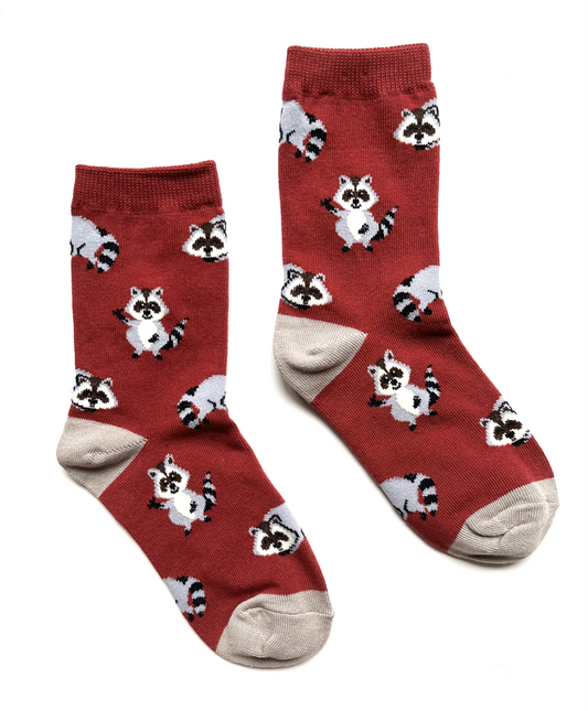 kids crew socks with raccoon on them
