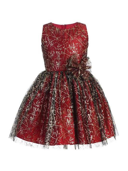 Gold and Red Splatter Paint Special Occasion Dress