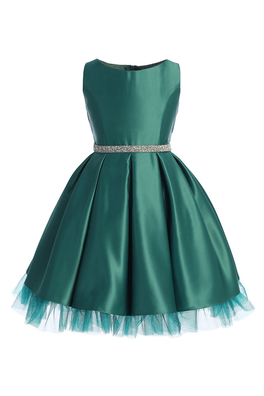 Child-Green Satin Special Occasion Dress