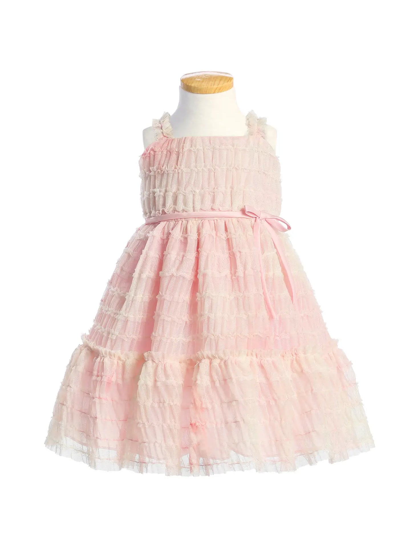 beautiful baby girls pink special occasion formal dress made with soft mesh fabric