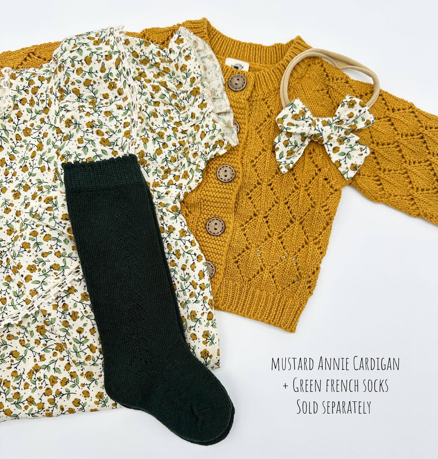 Maisie Mustard Floral Romper: Romper 2pc + socks