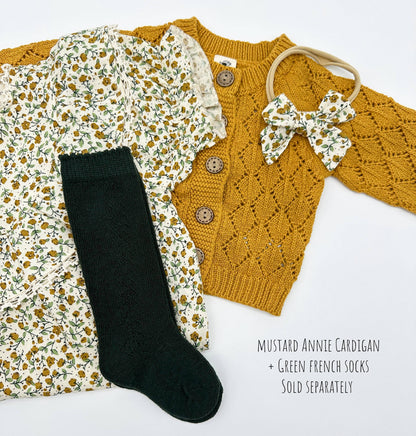 Maisie Mustard Floral Romper: Romper 2pc + socks