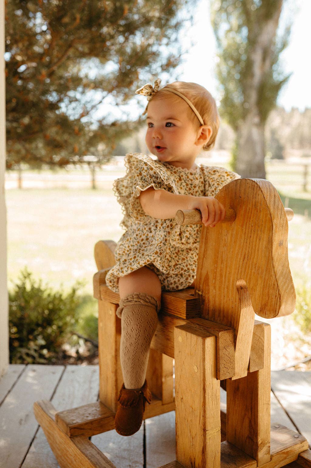 Maisie Mustard Floral Romper: Romper 2pc + socks