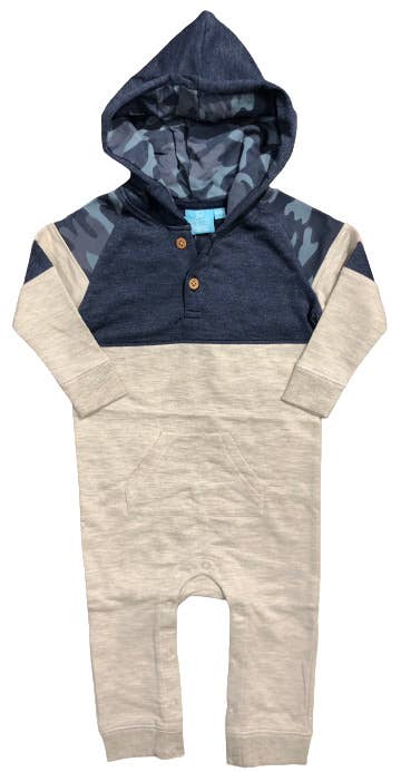 Camo Pop Hooded Henley Romper