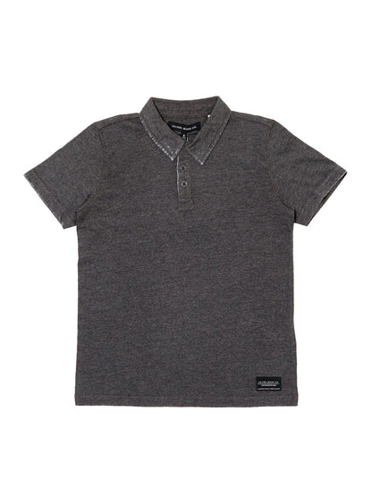 boys dark grey acid wash polo