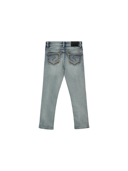 girls jegging fit jeans with back pocket design