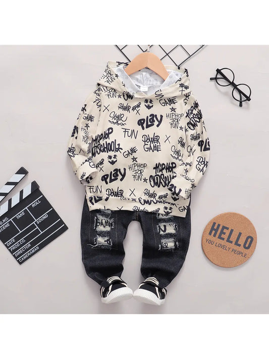 gamer theme baby boy hoodie and ripped jeans