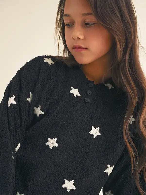 tween girl pullover fuzzy long sleeve shirt