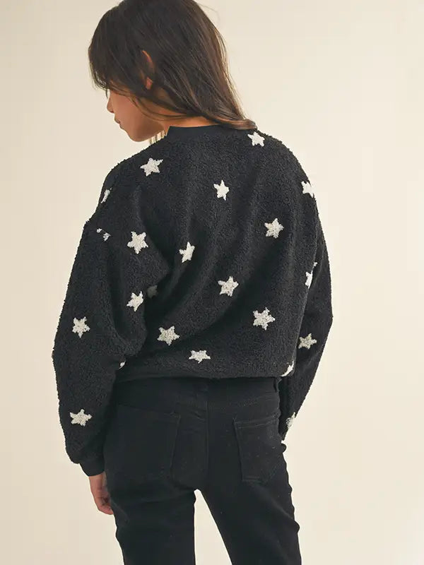 Black Long Sleeve Pullover with Stars