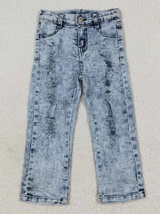 soft denim bleach wash jeans for girls