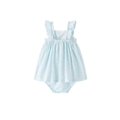 Blue Ruffle Strapped Dress - Baby