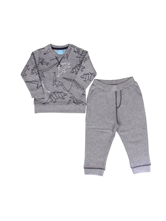 baby pants and sweat shirt set with dinosaur print