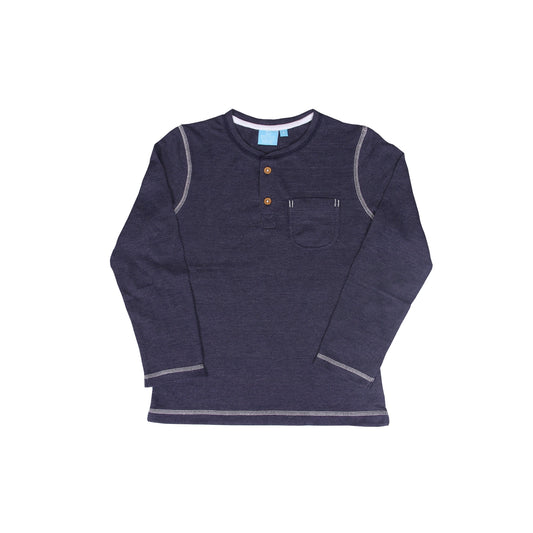 boys textured navy blue long sleeve shirt