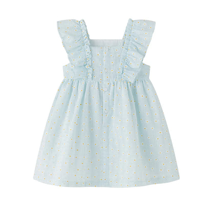 Blue Ruffle Strap Dress