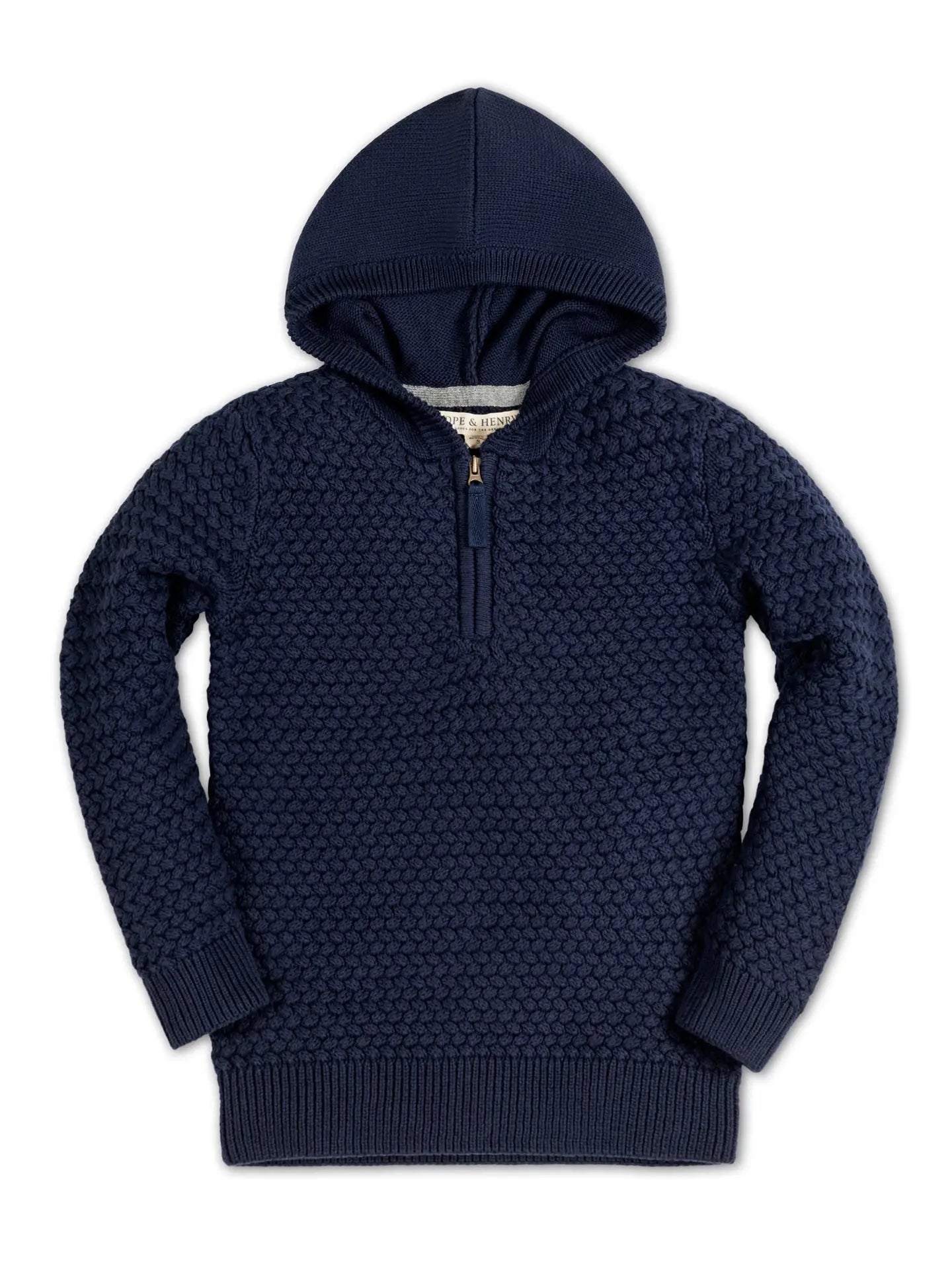 boys navy blue organic cotton hooded sweater