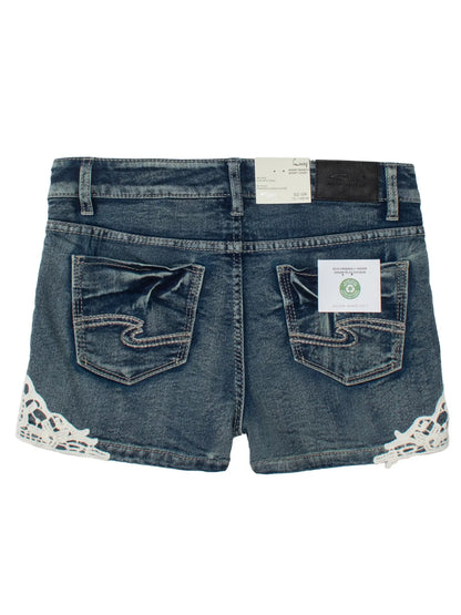 silver brand lace denim shorts
