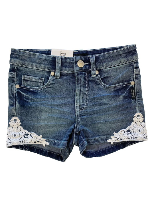 girls lace denim shorts
