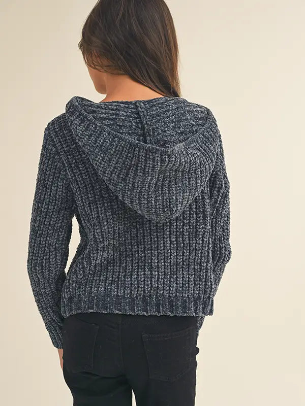 Pull Over Chenille Hooded Sweater