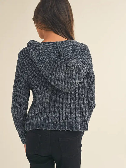 Pull Over Chenille Hooded Sweater
