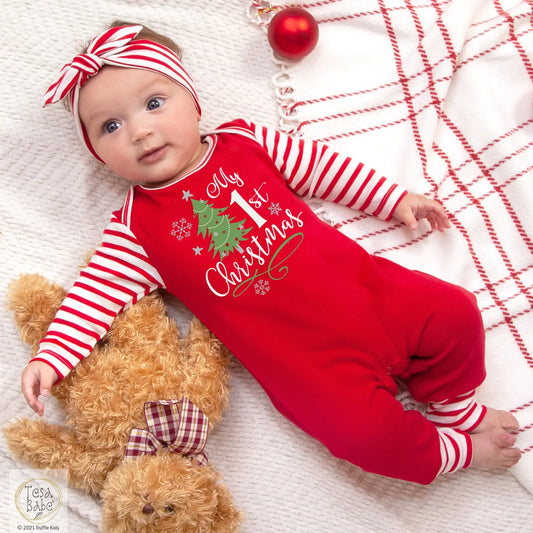 "My 1st Christmas" baby romper