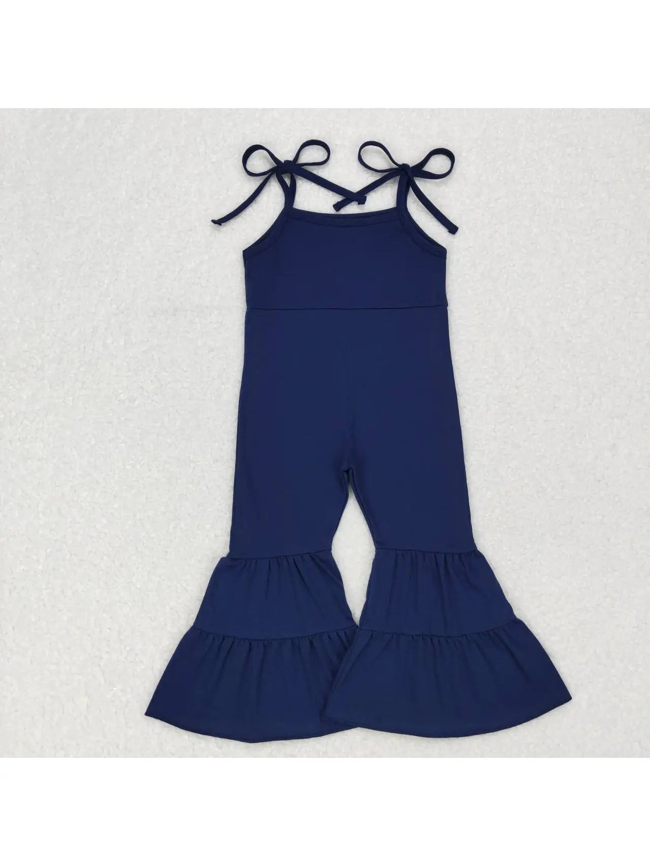girls pants suit jumpsuit with bell pants and bow spaghetti straps