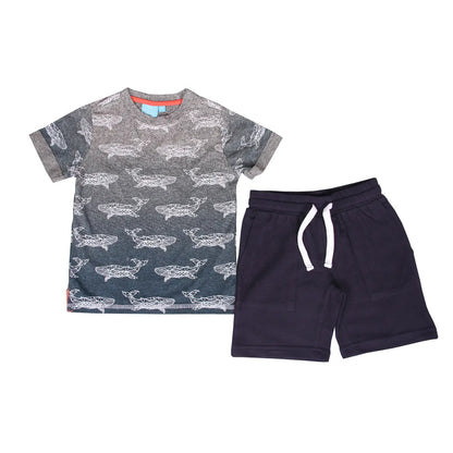Origami Whale shirt and Knit Shorts Set