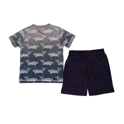 Origami Whale shirt and Knit Shorts Set